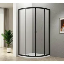 a&n&a aQualine ARLETA BLACK Duschabtrennung Viertelkreis mit Schiebetür 90 x 185 cm schwarz/Klarglas Aqualine-BLS900