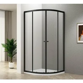 a&n&a aQualine ARLETA BLACK Duschabtrennung Viertelkreis mit Schiebetür 90 x 185 cm schwarz/Klarglas Aqualine-BLS900