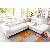 Ecksofa COTTA "Driver L-Form, B: 265 cm", weiß (altweiß), B:268cm H:73cm T:214cm, Kunstleder SOFTLUX;LEDER BEEFY (ein abgedecktes Spalt-Rindsleder) im Sitz und Rücken (Korpus in Kunstleder);Luxus-Kunstleder;Leder Pampas (echtes Rindsleder) im Sitz und Rücken (Rückseite mit Spannstoff bezogen), Sofas, Ecksofa, Kopfteilverstellung, optional Bettfunktion & Bettkasten