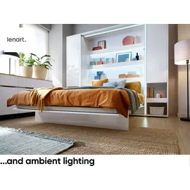 meblini Schrankbett Bed Concept - Wandbett mit Lattenrost - Klappbett mit Schrank - Wandklappbett - Murphy Bed - Bettschrank - BC-14-160x200cm Horizontal - Weiß