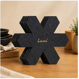 LAVEA Lavea® 5er-Set Pfannenschoner aus Filz – Dunkelgrau, 38 cm, 3 mm Dicke – Topfuntersetzer, Pfannenschutz und Topfschoner Stapelschutz für Töpfe und Pfannen