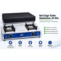 Set Cago Turbo Gaskocher JV-03s 2-flammig 30 - 50 mbar mit Abdeckung