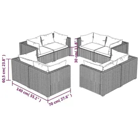 vidaXL 8-tlg. Garten-Lounge-Set mit Kissen braun