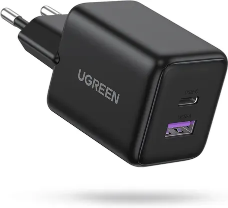 UGREEN 30W GaN Schnellladegerät 1C1A schwarz, kompatibel mit iPhone 17/16/15, Pixel 9, Galaxy S24/S23, Tab A8/S8 usw.