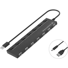 Conceptronic HUBBIES08B USB-Hub 7-Port 7 x USB 2.0 Schwarz