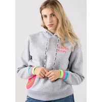 Zwillingsherz Hoodie »Always Happy«, mit Smiley Aufdruck aus Frottee und Neon Details Zwillingsherz grau