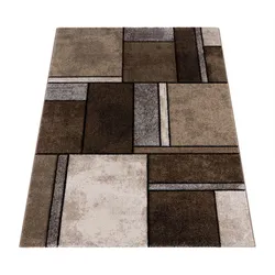Teppich PACO HOME "Brilliance 661", braun, B:240cm H:18mm L:340cm, Polypropylen (PP), Teppiche, Kurzflor, modernes 3D-Patchwork Design