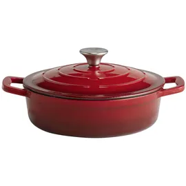 APS Bräter mit Deckel "5 STARS", Gusseisen, induktionsgeeignet, ofenfest, inkl. Deckelhalter, Ø 25 cm, 2,5 Liter, rot