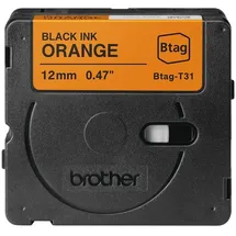 Brother Btag-T31 12mm x 4m schwarz auf orange nicht laminiert