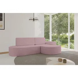 altdecor Eckcouch Cord mit Schlaffunktion 2-Sitzer Rosa