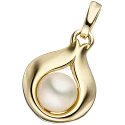 Perlen-Anhänger JOBO "Anhänger Tropfen mit Perle", gold (gelbgold 333), Schmuckanhänger, Damen, Gelbgold 333-Perlen, Gelbgold 333, Perlen, 333 Gold mit einer Süßwasser-Zuchtperle
