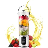 FORSMANO Tragbarer Mixer mit 10 Edelstahlklingen, 600ml Mixer Smoothie Maker, USB Wiederaufladbar Blender, Eis-Crusher & Frucht-Smoothie-Becher, Weiß
