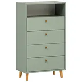 Lomadox Highboard BELFORT-80, in Pistaziengrün, 4 Schubladen, skandinavisch, 60 cm breit grün