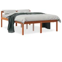 vidaXL Seniorenbett Wachsbraun 135x190 cm Massivholz Kiefer