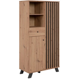 MID.YOU Highboard , Anthrazit, Eiche Artisan Metall, 4 Fächer, 1 Schubladen, 80x156x40 cm B: 80 H: 156 T: 40.0