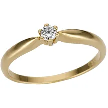 FIRETTI Goldring "Schmuck Geschenk Gold 375 Damenring Verlobungsring Goldring Solitär" Gr. 18, gold (gelbgoldfarben, weiß), Fingerringe, Damen, 18, 0,01 ct P2 = erkennbare Einschlüsse, Gelbgold 375-Diamanten, Gelbgold 375, Diamanten, mit Brillant