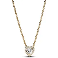 Pandora Damenkette mit Halo Herzanhänger Zirkonia Gold