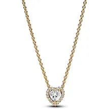 Pandora Damenkette mit Halo Herzanhänger Zirkonia Gold