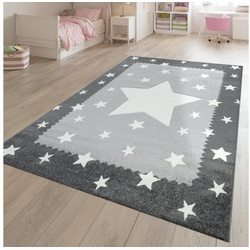 Kinderteppich Spielteppich Kinderzimmer Weiß Grau Stern Muster, TT Home, quadratisch, Höhe: 16 mm grau quadratisch - 133 cm x 133 cm x 16 mm