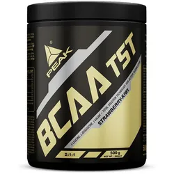 PEAK BCAA - TS-Technology - 500g - Geschmack Strawberry Kiwi I 38 Portionen I verzweigtkettige Aminosäuren I 2:1:1 (Leucin : Isoleucin : Valin) I schnelle Resorption I vegan 500 g