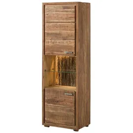 Massivmoebel24 Vitrine Akazie 58x40x180 natur lackiert BARK 102