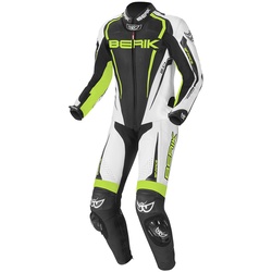 Berik Race-X 1-Teiler Motorrad Lederkombi, schwarz-weiss-gelb, Größe 56 für Männer