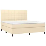 vidaXL Boxspringbett mit Matratze & LED Creme 180x200 cm Stoff