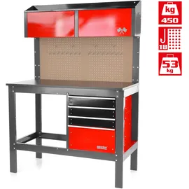 Hecht Werkbank Stahl 2091 grau 4 Schubladen