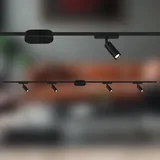 Briloner Luxtrail Schienensystem, Starterset, 4x LED Spots, Schwenkbar, Erweiterbar, Schwarz, 2 m - Schwarz