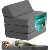 Schlafsessel mit Bettfunktion Klappbar - Klappsessel mit Schlaffunktion - Gäste Schlafsessel Klappbar - Sessel mit Schlaffunktion Klappmatratze Sessel - Schlafsofa Schlafsessel Gästebett (Dunkelgrau)