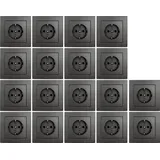 McPower Schutzkontakt-Steckdose McPower FLAIR Einsteckschutz, 18er-Pack, inkl. Rahmen - Grau