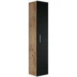 Badplaats Pluto Badezimmerschrank 30 x 30 x 150 cm Kastanien/Eiche Schwarz