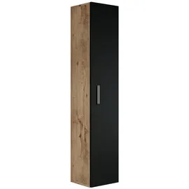 Badplaats Pluto Badezimmerschrank 30 x 30 x 150 cm Kastanien/Eiche Schwarz