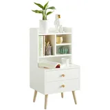 SoBuy Nachttisch mit 2 Schubladen und offenen Fächern Sofatisch Beistelltisch Nachtschrank Nachtkommode bht ca.: 43x81x36cm
