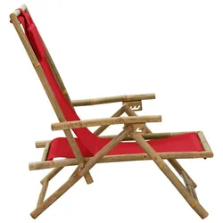 vidaXL Relaxstuhl Verstellbar Rot Bambus und Stoff
