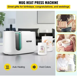 Vevor Tassen Presse Maschine 280 W, Automatische Becherpresse 11–15 Unzen Weiß, Sublimationspresse aus ABS & Silikon & Teflon, DIY Transferpresse Becher Max. 200 °C, Zeitbereich 0-100 s, 2,6 kg