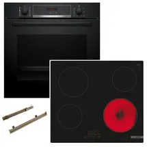 Bosch Herdset Pyrolyse Teleskopauszug + Glaskeramikkochfeld autark 60cm