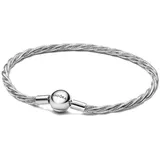 Pandora Moments Runder Verschluss Gedrehtes Schlangen-Gliederarmband aus Sterling-Silber, Kompatibel Moments, Größe: 18 cm