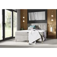 Fun Möbel Boxspringbett Schlafzimmerbett GABIN 120x200cm Stoff Fresh Beige