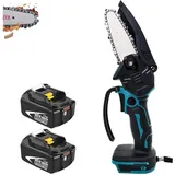 Akku-kettensägen, 4-zoll-elektro-kettensägen Mit Kabel, Einhand-mini-kettensäge,kompatibel Mit Makita-akku, Mit 2 X 5,5-a-akku (ohne Ladegerät) Für Gartenschere, Holzschere