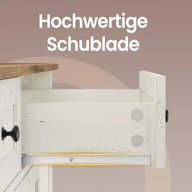 VASAGLE Küchenschrank 140 x 80 x 40 cm Weiß