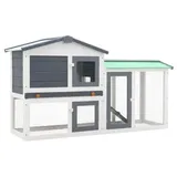 vidaXL Kaninchenstall Grau und Weiß 145x45x84 cm Holz