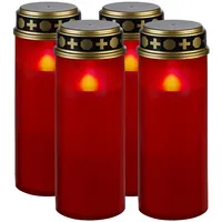 Pearl 4er-Set XL-LED-Grablichter, Lichtsensor, Batteriebetrieb, 21 cm, rot