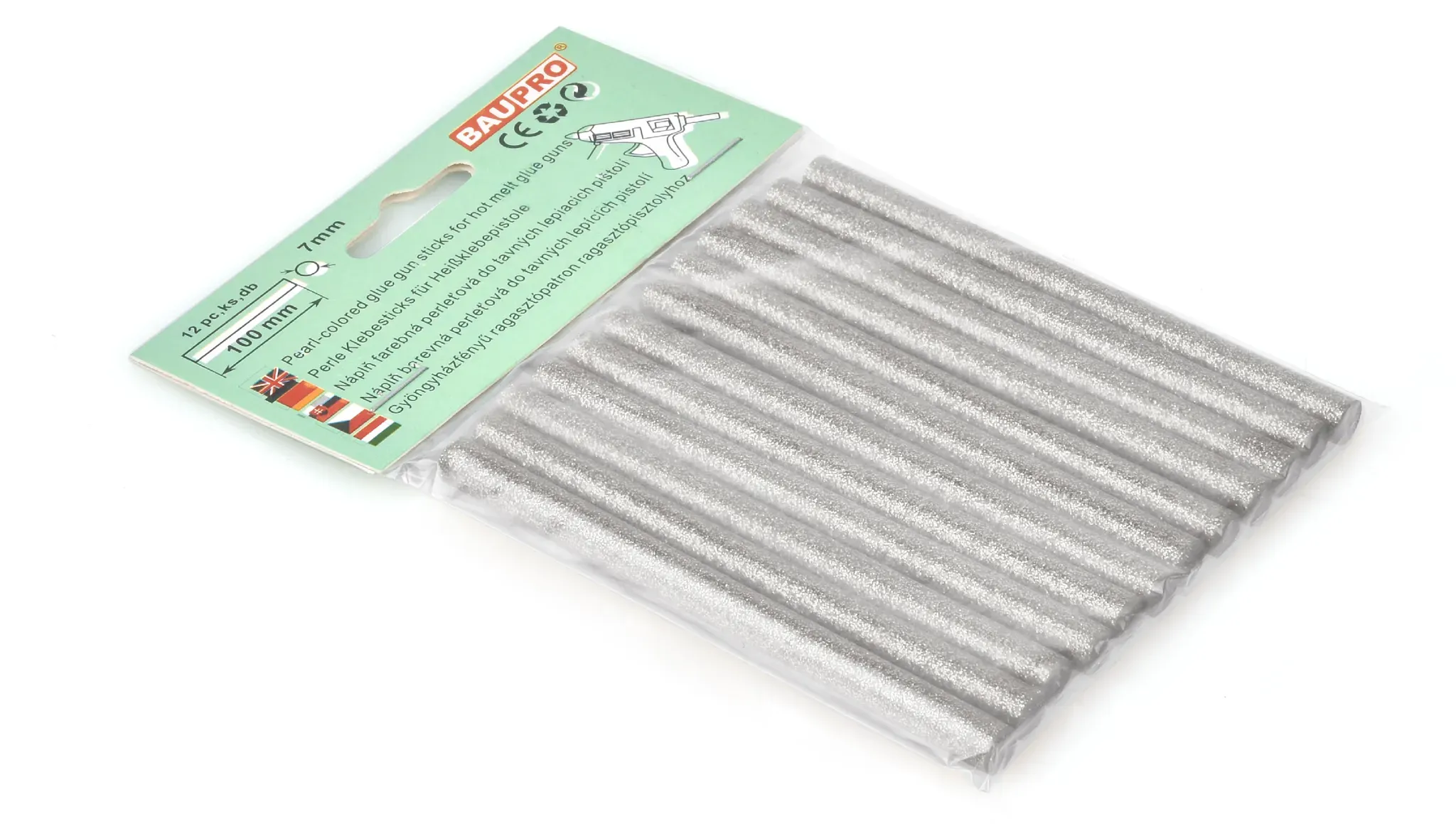 7mm Silber Perlmutt | 12er Pack | Klebesticks Baupro