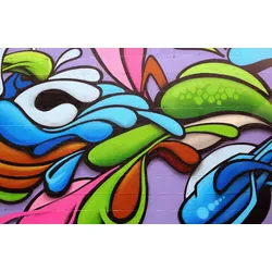 Fototapete PAPERMOON "GRAFFITI-DEKOR KUNST ABSTRAKT FANTASIE BUNTE STEIN WAND", bunt, B:3,50m L:2,60m, Vlies, Tapeten