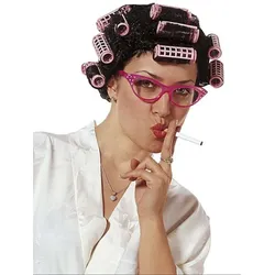 Klischee Hausfrau Lockenwickler Perücke - OS