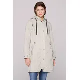 Soccx Damen, Parka mit Kapuze und Rücken-Artwork Stone beige XL - XL