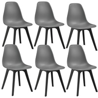 [en.casa] 6x Design Stühle Skandinavisch Grau/Schwarz Esszimmer Stuhl Kunststoff