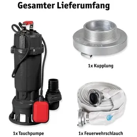 WALTER WERKZEUGE Schmutzwasserpumpe WWS-TP1500-B01 (Set, 5-tlg., inkl. Schlauch)