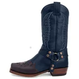 CrtTsks Herren Stiefel aus Leder Rindsleder mit Cowboy Biker Motorrad Boots Klassisch,Blau,44 EU - 44 EU